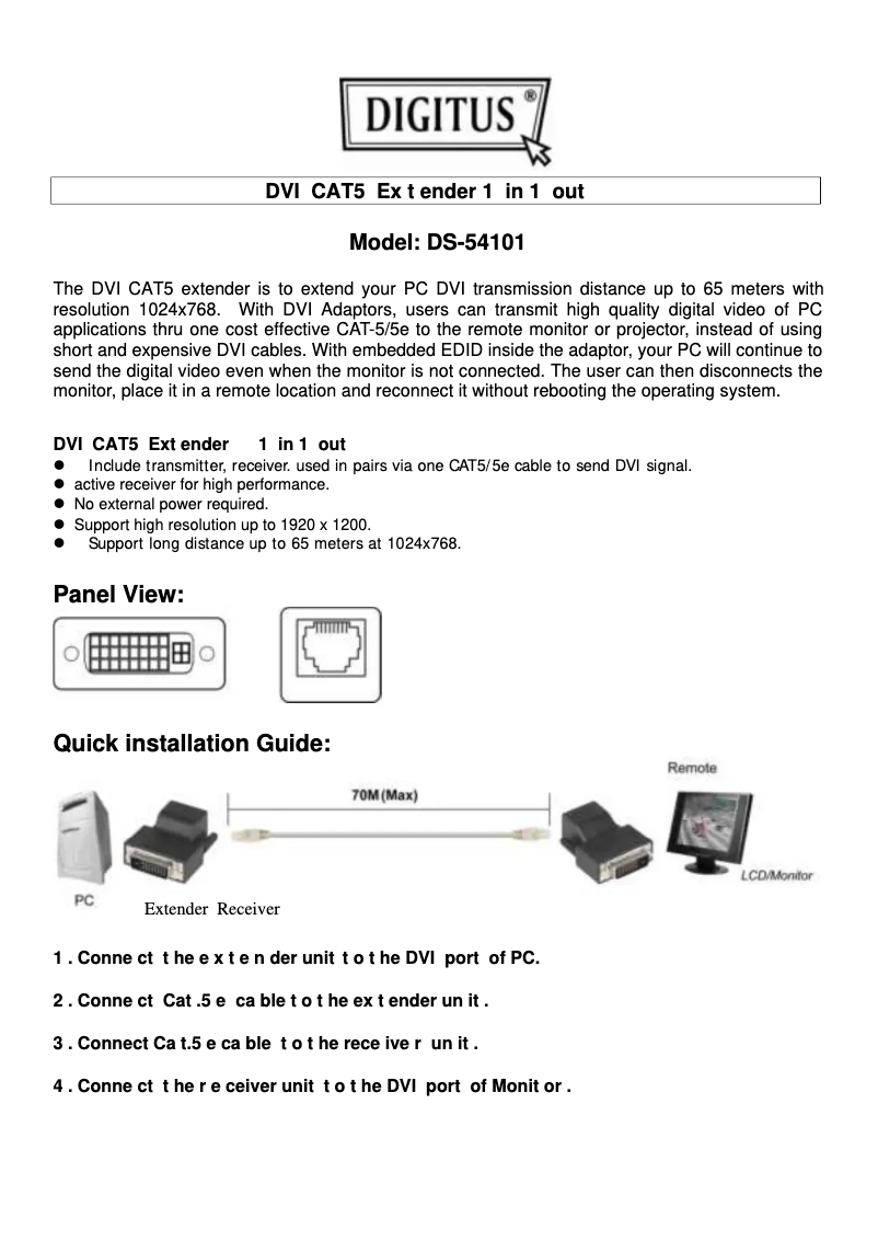 Page 1 of the manual User Manual Digitus DS-54101