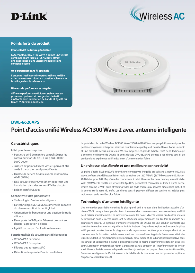 First page image of the manual for DWL-6620APS