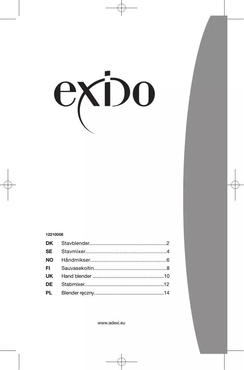 Page 1 of the manual User Manual Exido 12210008