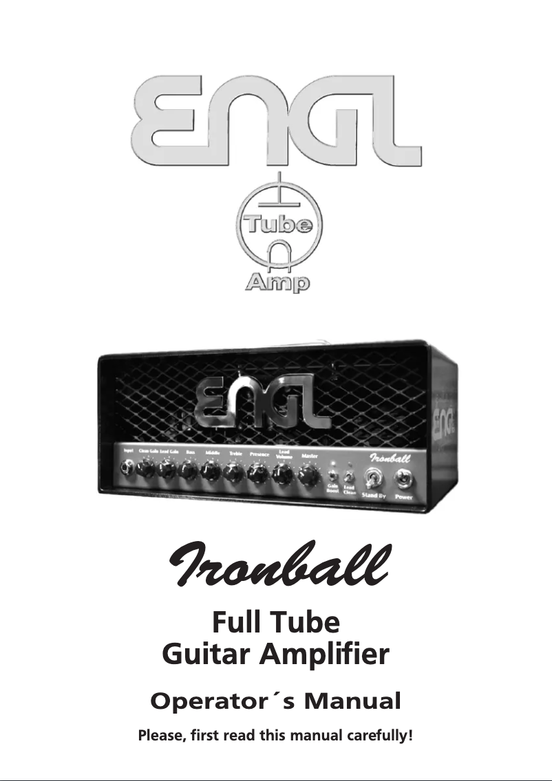 Page 1 of the manual User Manual ENGL E606 Ironball Head 20