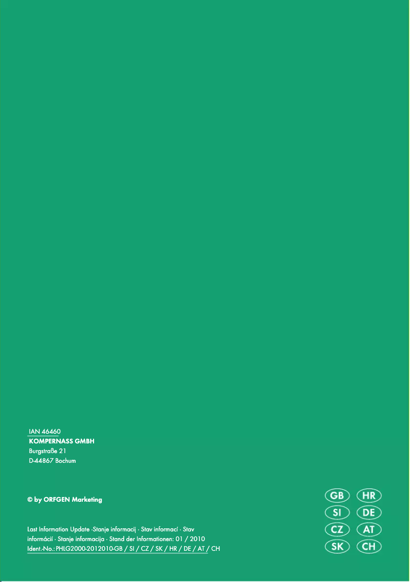 First page image of the manual for PHLG 2000-2