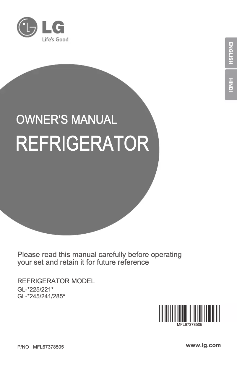 Page 1 of the manual User Manual LG GL-B285BSPN
