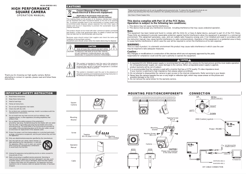 First page image of the manual for KPC-EW38NUB