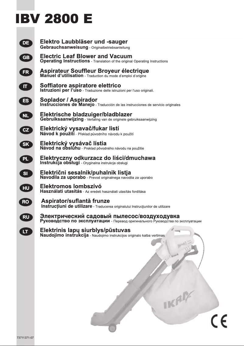 First page image of the manual for IBV 2800 E