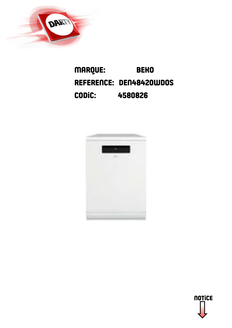 Page 1 of the manual User Manual Beko DEN48420WDOS