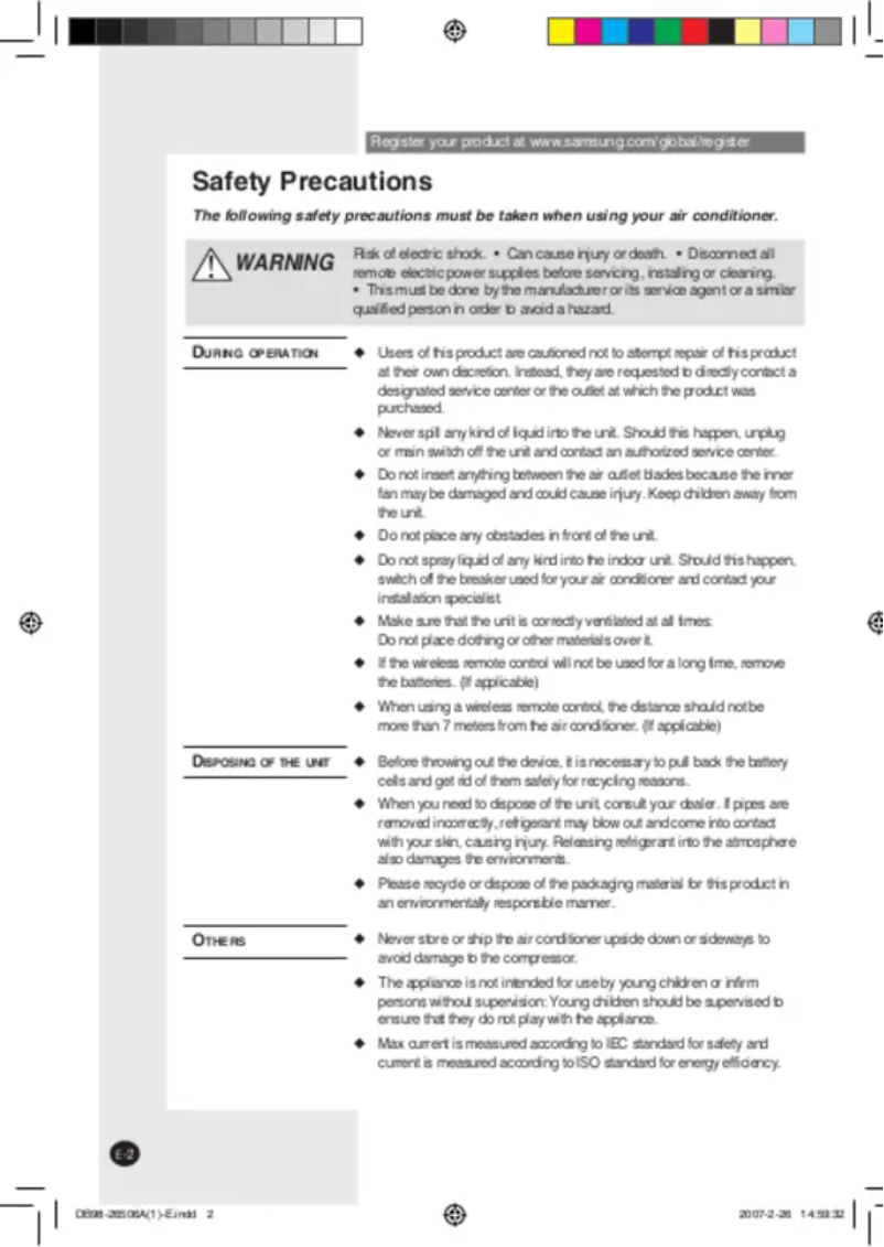Page 1 of the manual User Manual Samsung AS13NAN