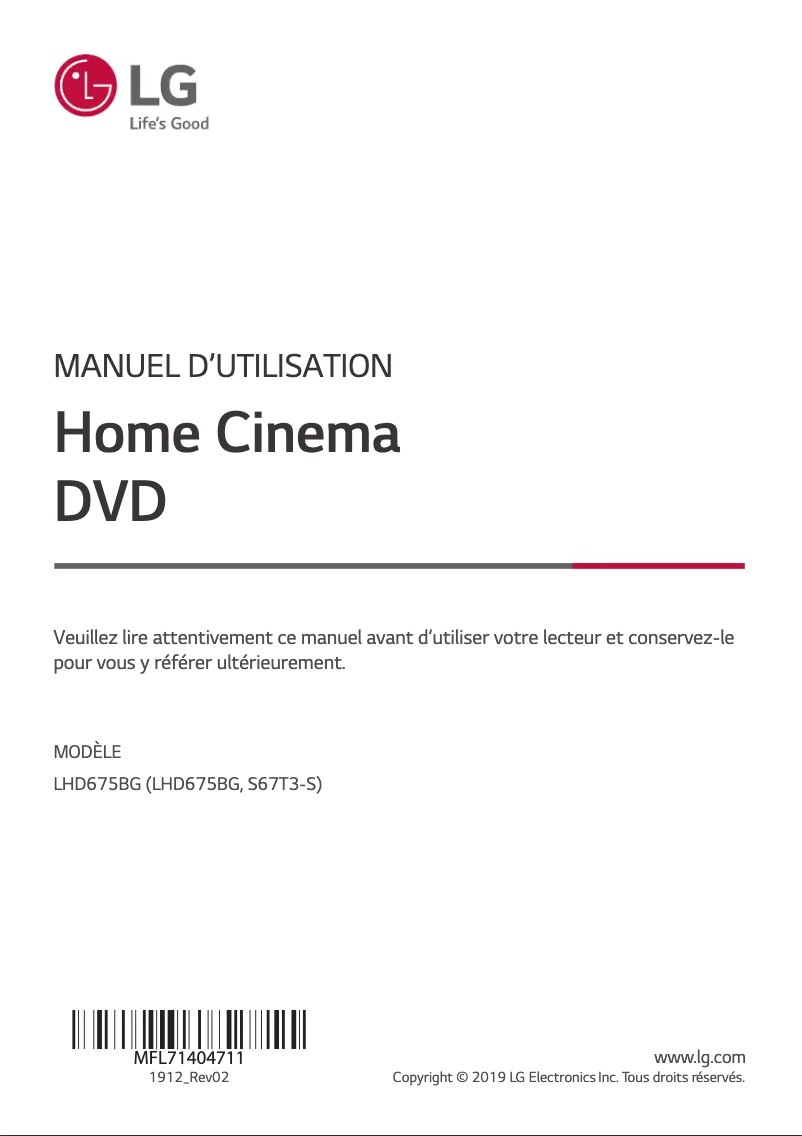Page 1 of the manual User Manual LG LHD675BG