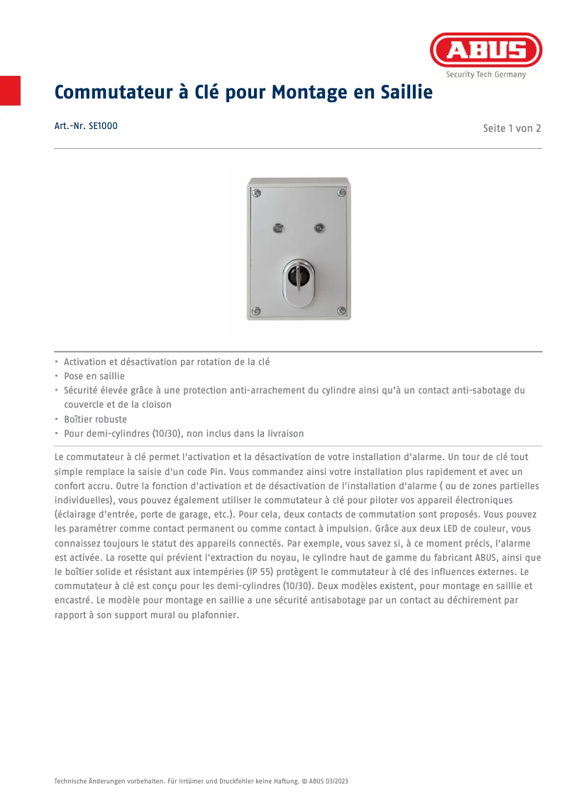 First page image of the manual for SE1000