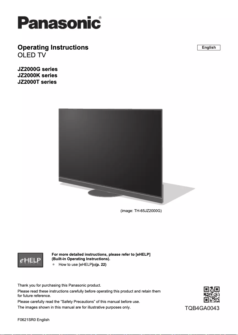 First page image of the manual for TH-65JZ2000K