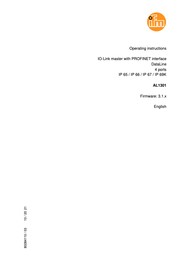 First page image of the manual for AL1301