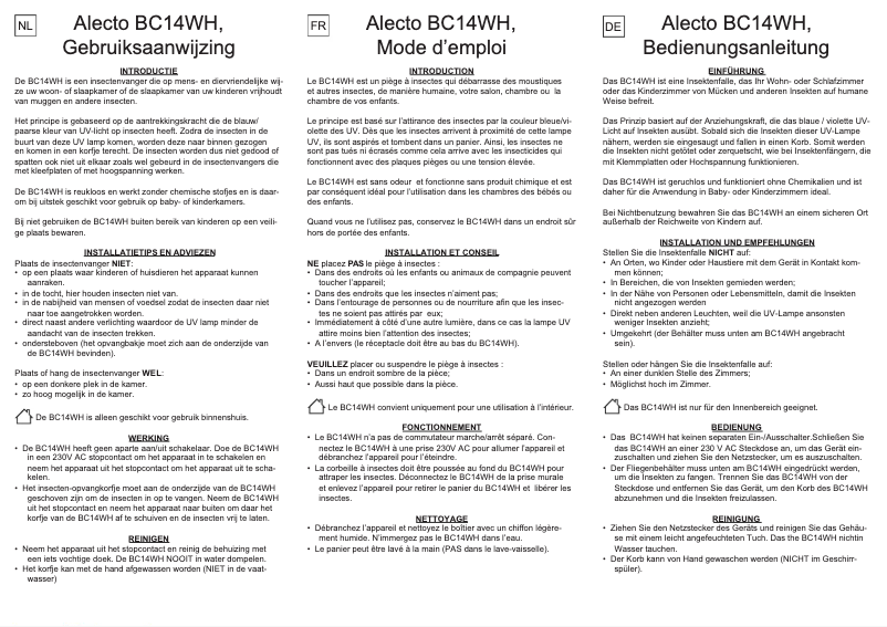 Page 1 of the manual User Manual Alecto BC14