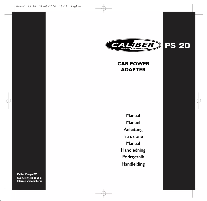 Image de la première page du manuel de l'appareil PS 20