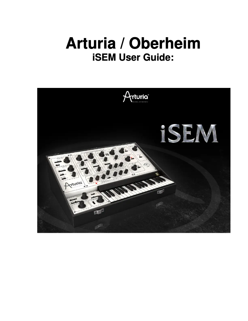 Page 1 of the manual User Manual Arturia iSEM