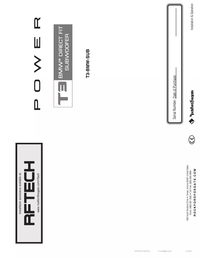 Image de la première page du manuel de l'appareil Power T3-BMW-SUB