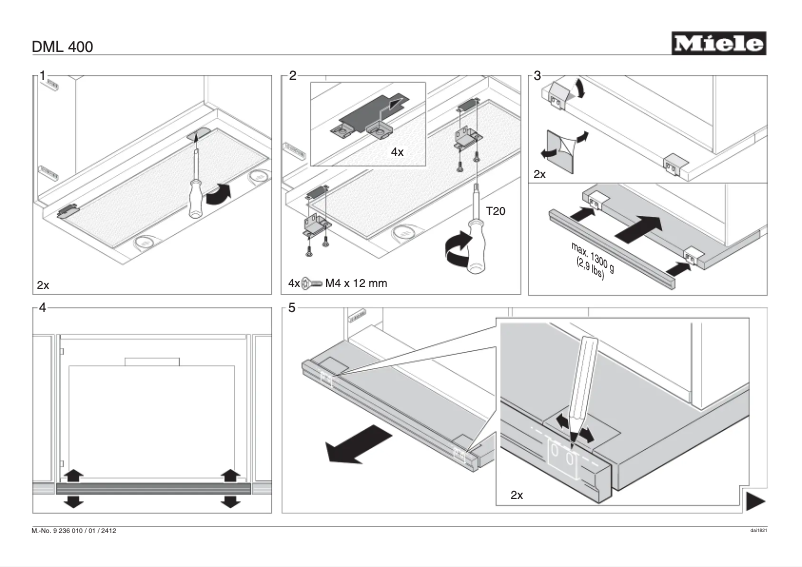 Page 1 of the manual Technical Sheet Miele DML 400