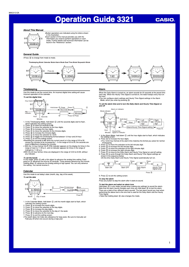 Page 1 of the manual User Manual Casio Collection AW-49H-1BVEF