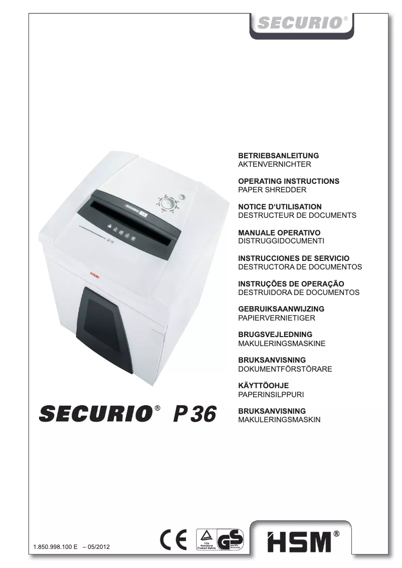 First page image of the manual for SECURIO P36 1 x 5mm OMDD