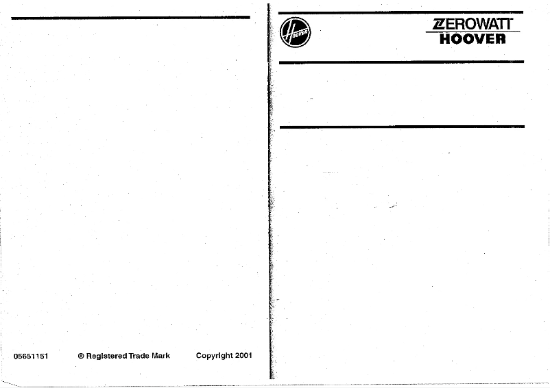 Page 1 of the manual User Manual Zerowatt-Hoover AI 1040 PL