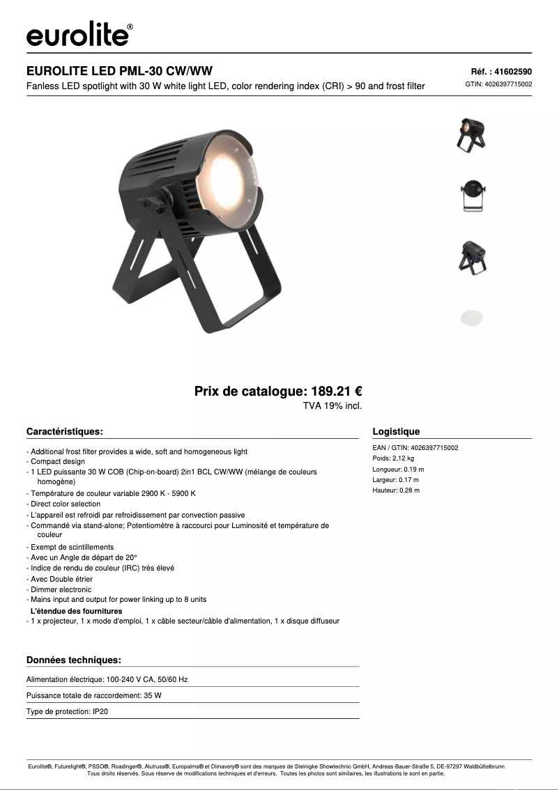 First page image of the manual for LED PML-30