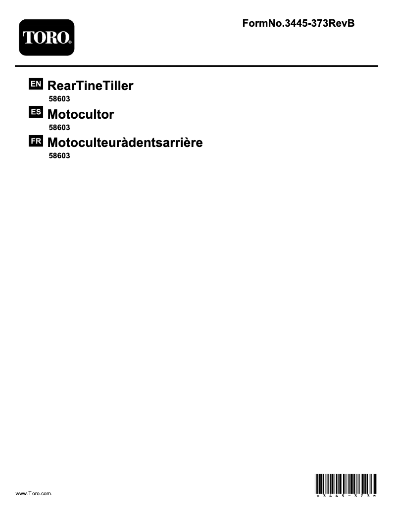 Page 1 of the manual User Manual Toro 58603