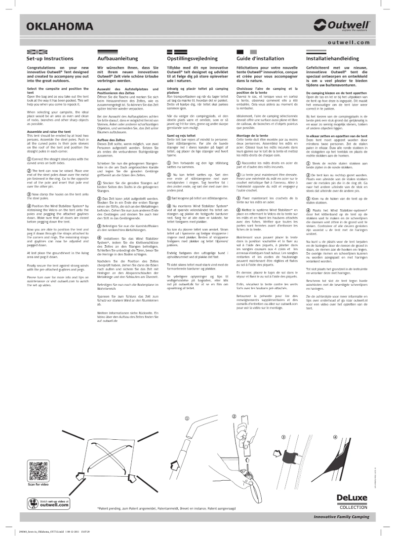 Page 1 of the manual User Manual Outwell DeLuxe Green Oklahoma