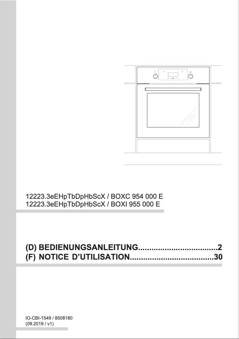 First page image of the manual for BOXI 955 000 E