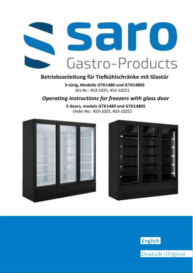 Page 1 of the manual User Manual Saro GTK 1480 S