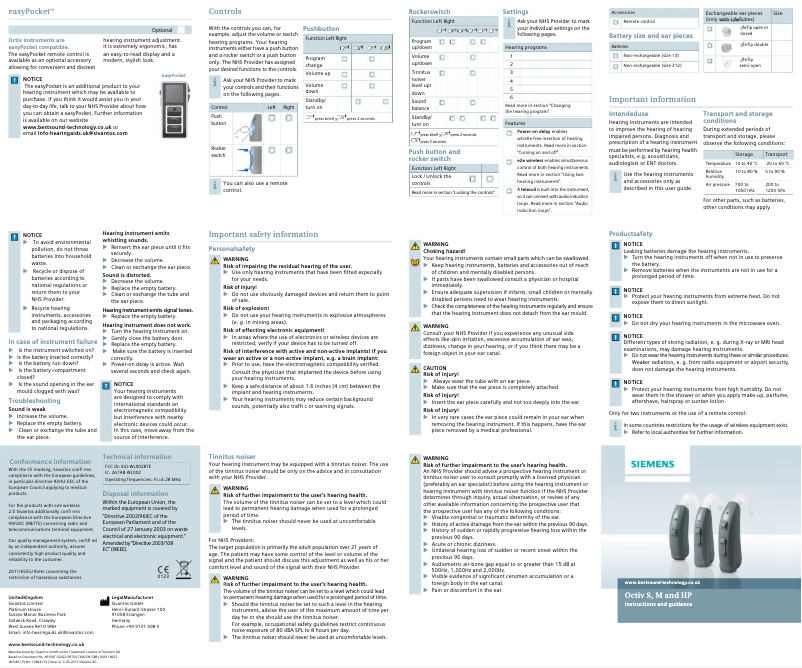 Page 1 of the manual User Manual Siemens Octiv S