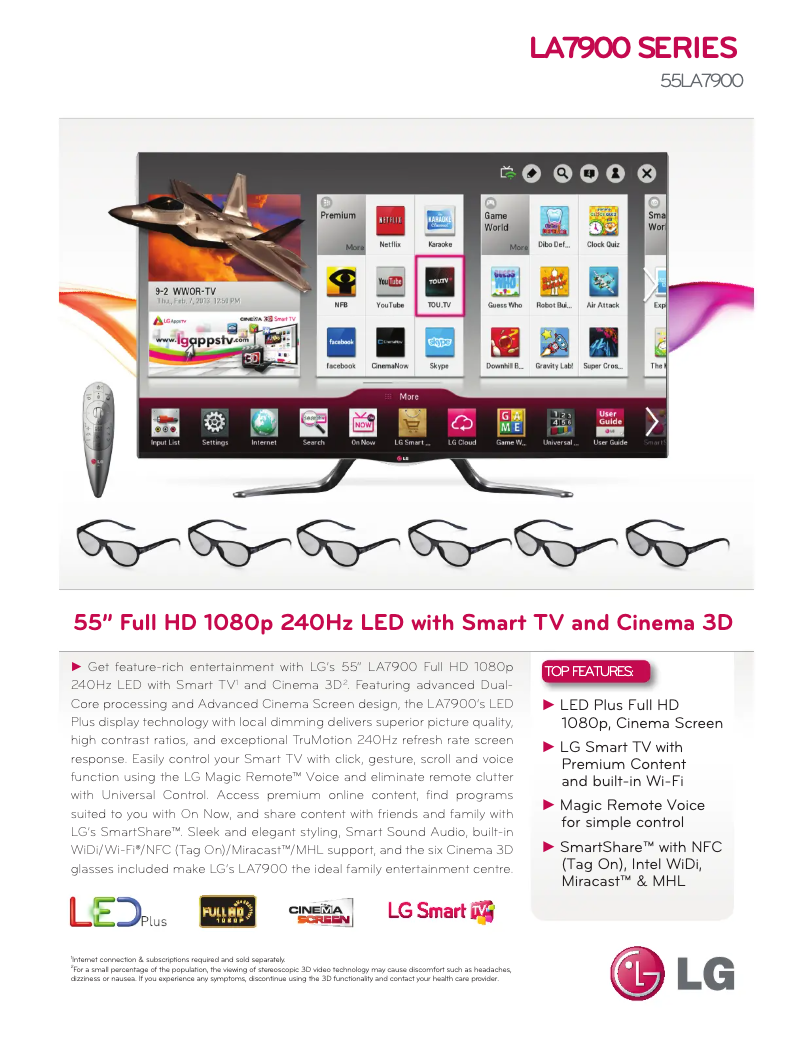 First page image of the manual for 55LA7900