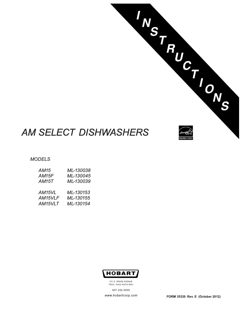 First page image of the manual for AM15T