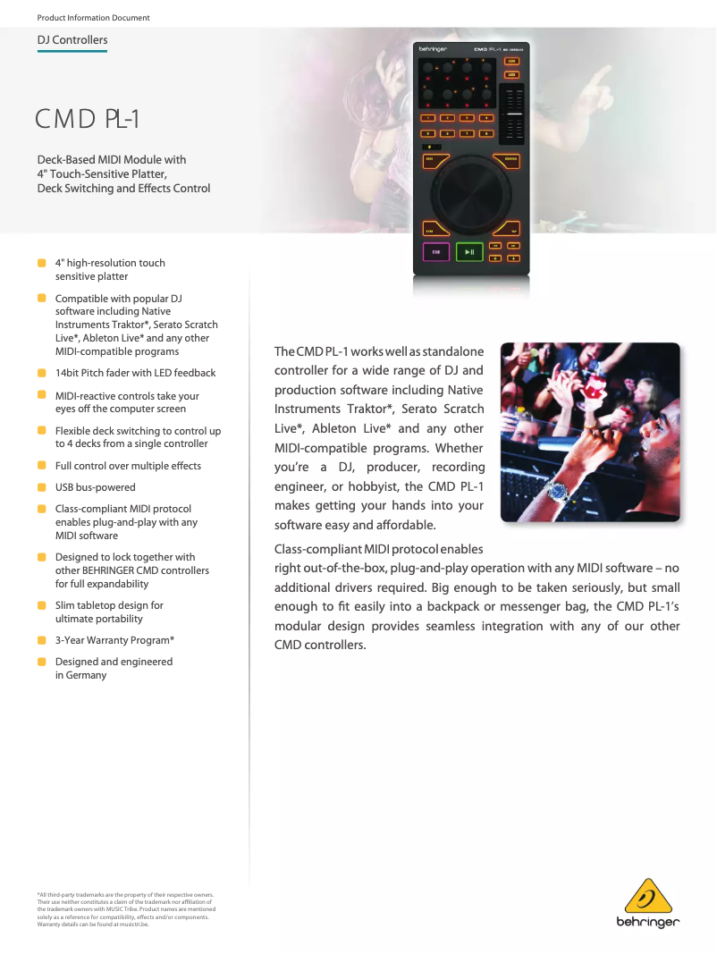 Image de la première page du manuel de l'appareil CMD PL-1