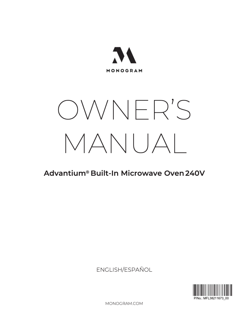 Page 1 of the manual Use and Maintenance Manual Monogram ZSB9232NSS