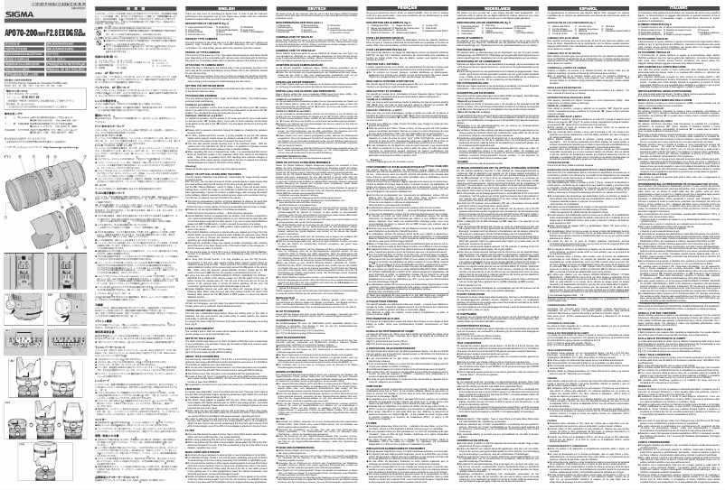 Page 1 of the manual User Manual Sigma 70-200mm F2.8 EX DG OS HSM Nikon