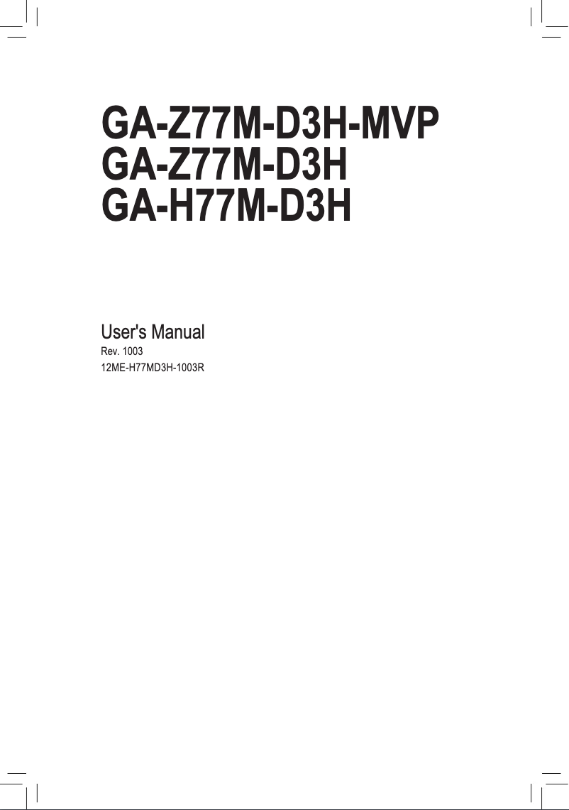 Page 1 of the manual User Manual Gigabyte GA-Z77M-D3H