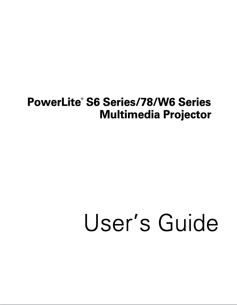 Page 1 of the manual User Manual Epson PowerLite W6