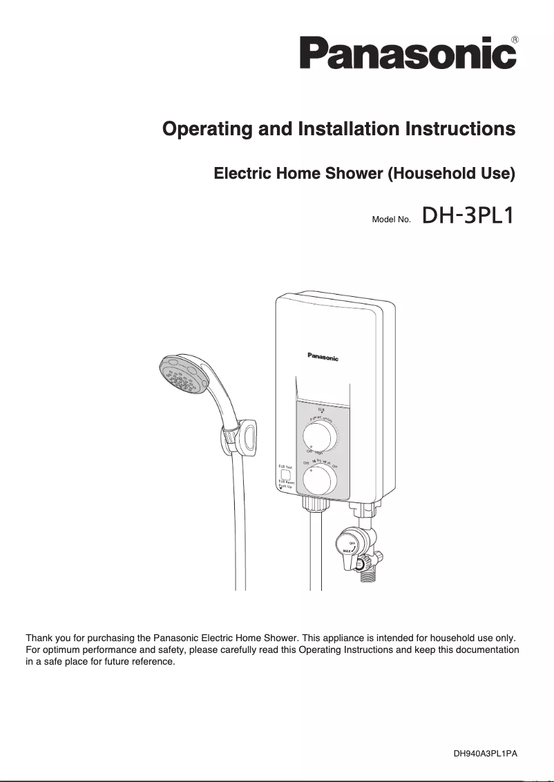 Page 1 of the manual User Manual Panasonic DH-3PL1