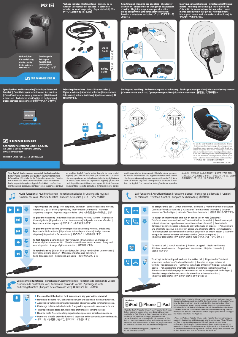 Page 1 of the manual User Manual Sennheiser M2 IEi