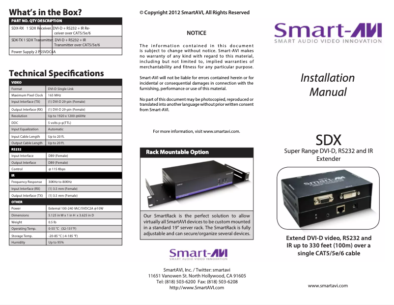 Page 1 of the manual User Manual Smart-AVI SDX-S