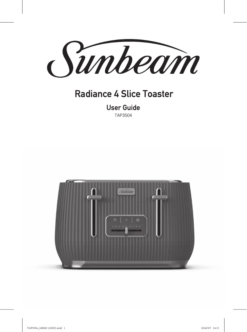 Page 1 of the manual User Manual Sunbeam Radiance TAP3504