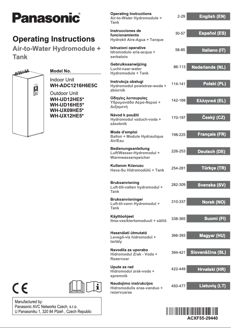 Page 1 of the manual User Manual Panasonic WH-ADC1216H6E5C