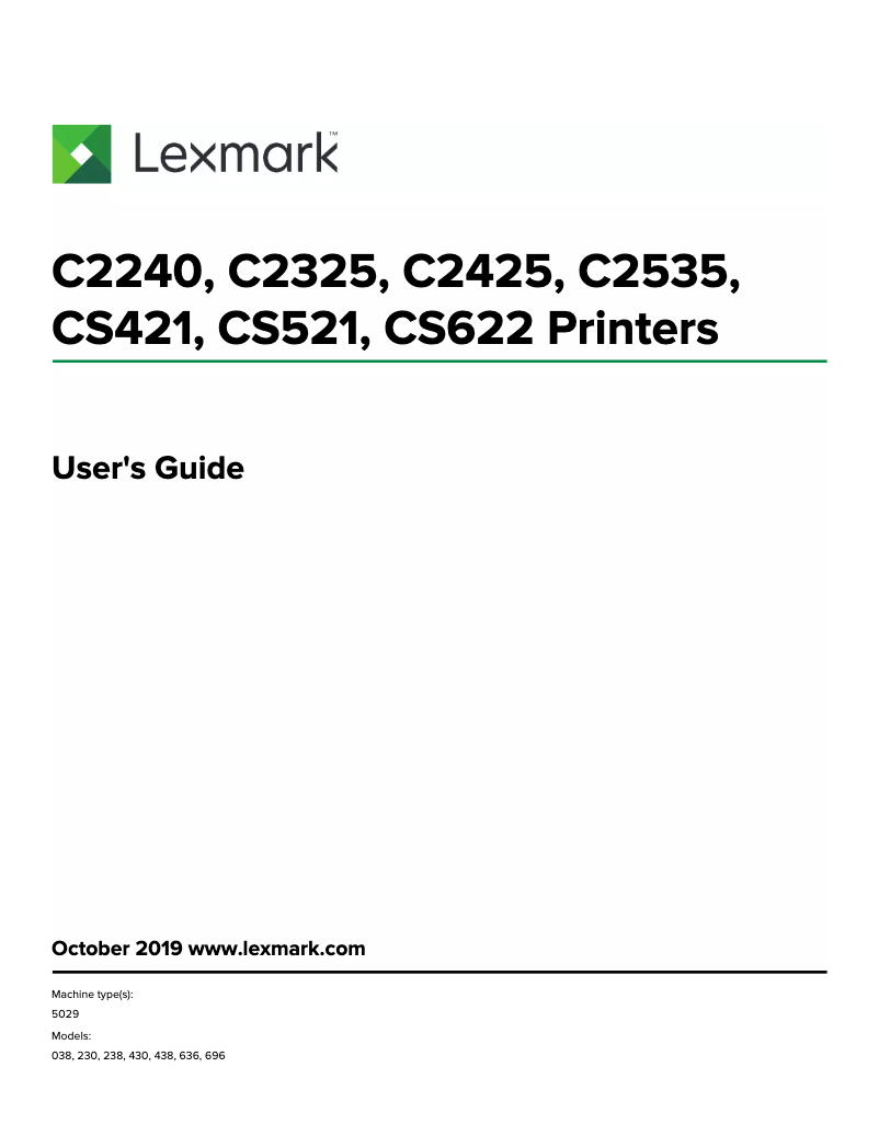 First page image of the manual for CS521dn