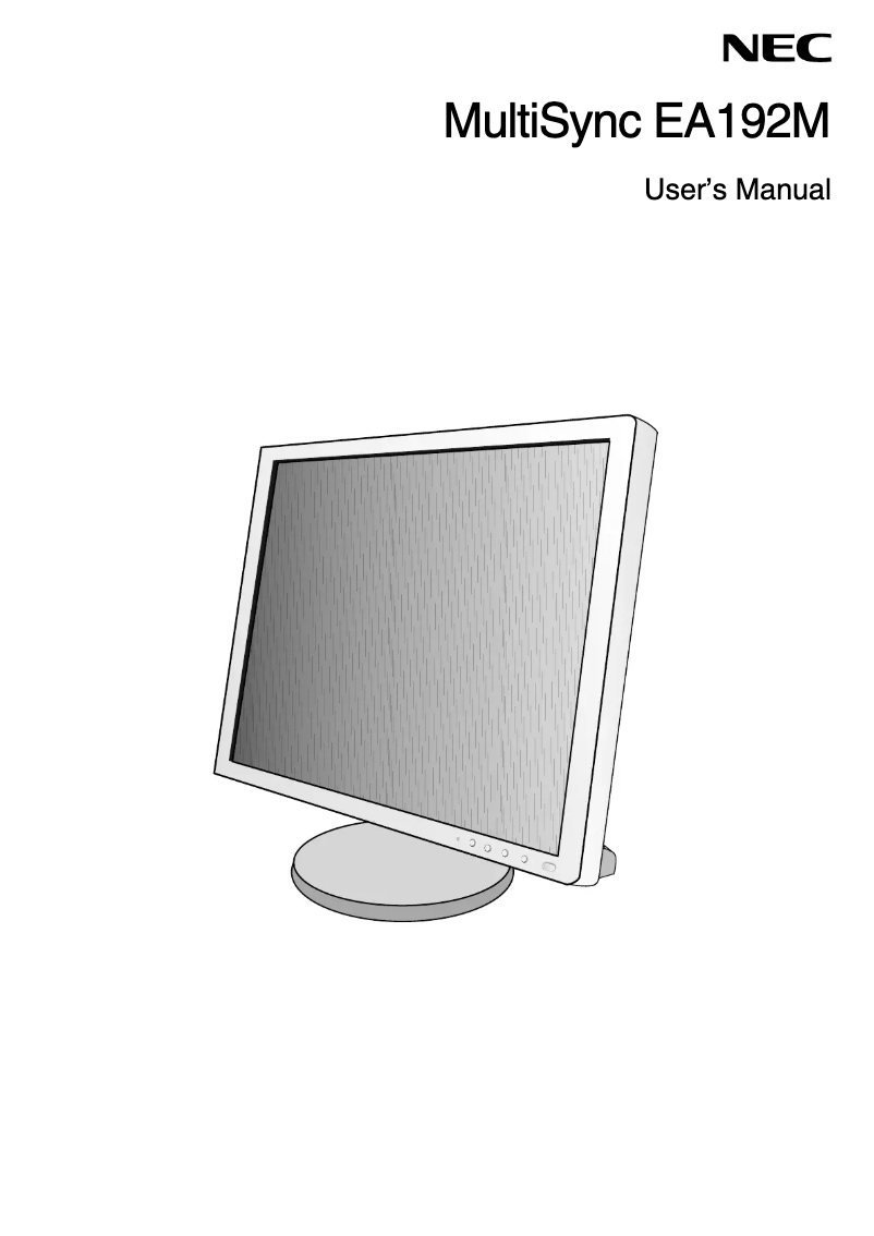 First page image of the manual for MultiSync EA192M
