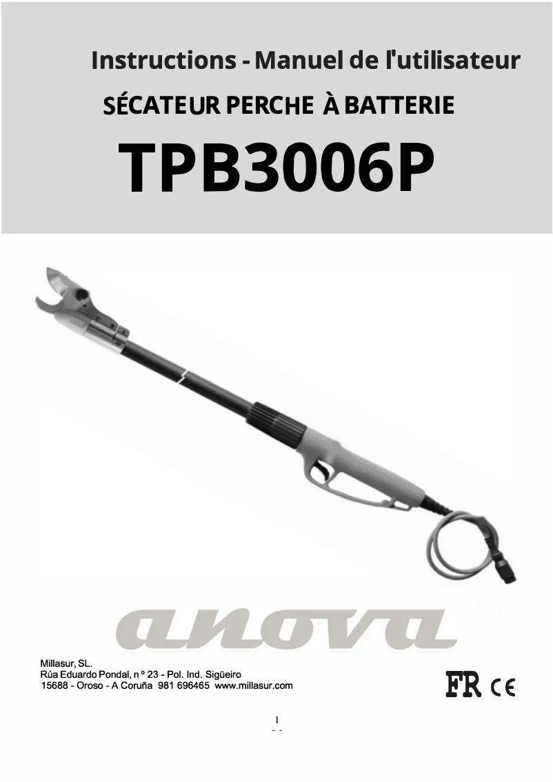 Page 1 of the manual User Manual Anova TPB3006P