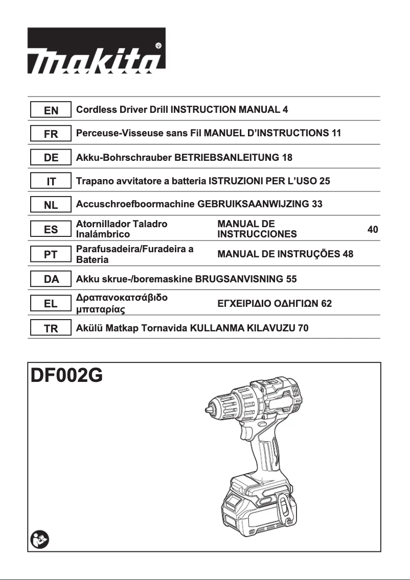 Page 1 of the manual User Manual Makita DF002G