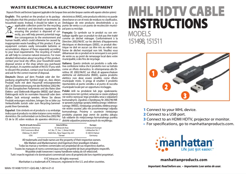 Page 1 of the manual User Manual Manhattan 151498