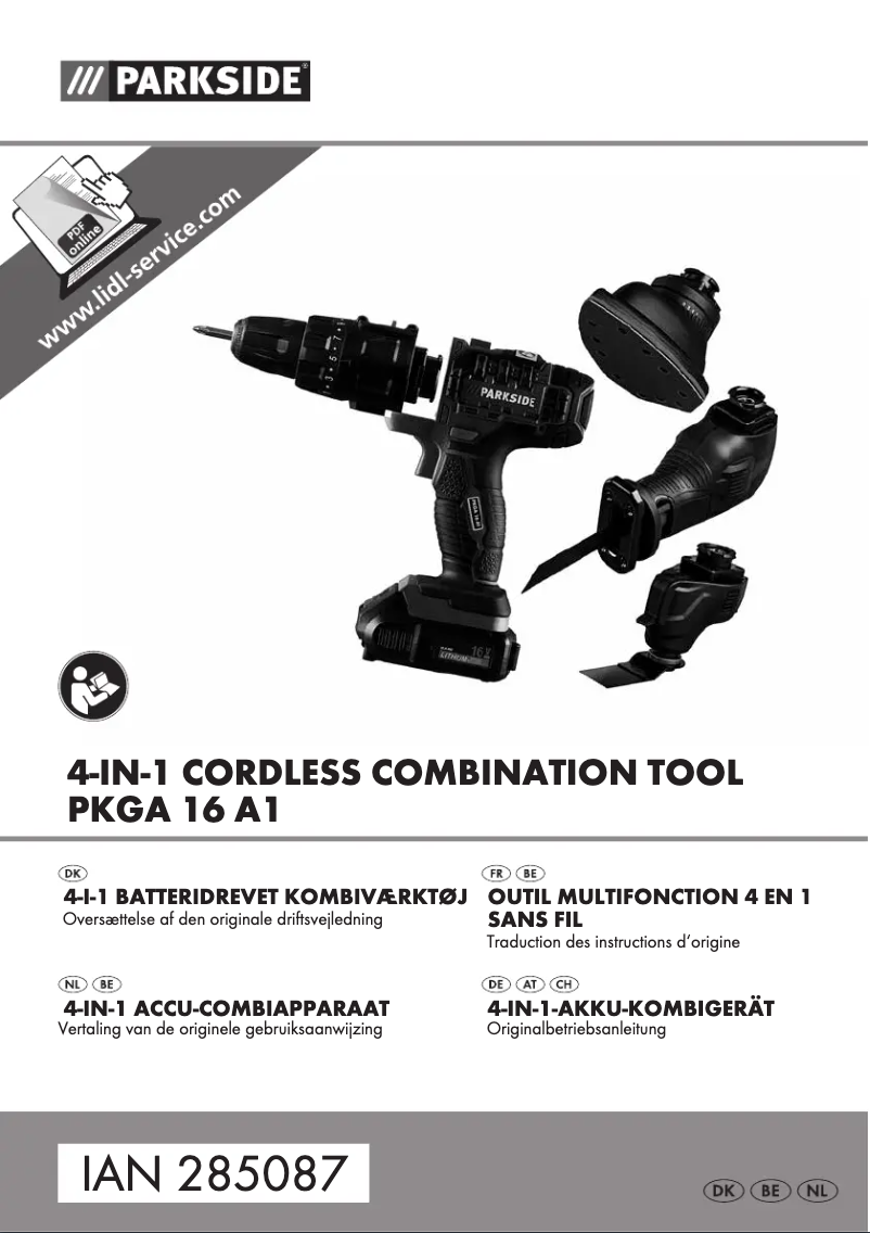 First page image of the manual for PKGA 16 A1