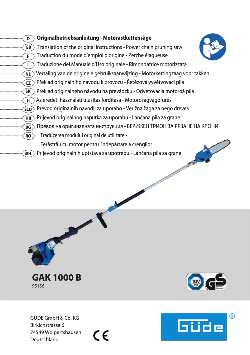 First page image of the manual for GAK 1000 B