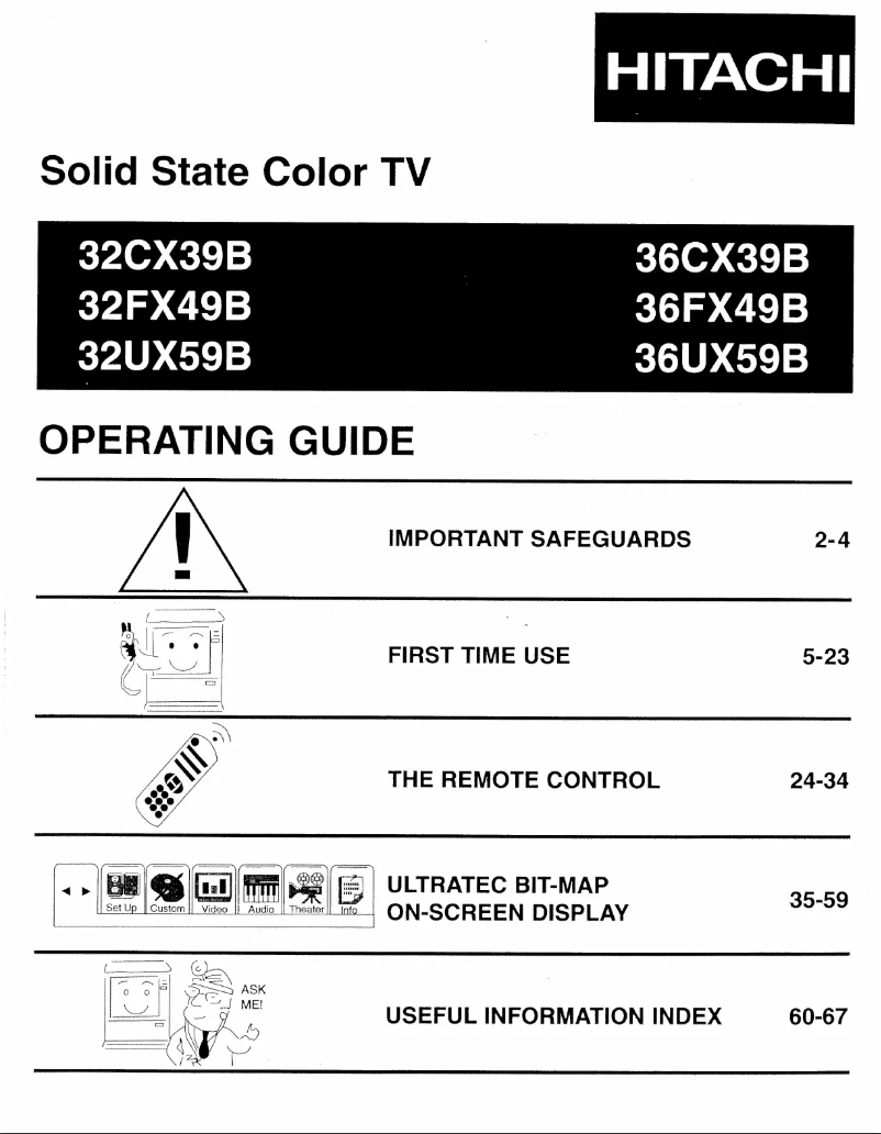 Page 1 of the manual User Manual Hitachi 36FX49B