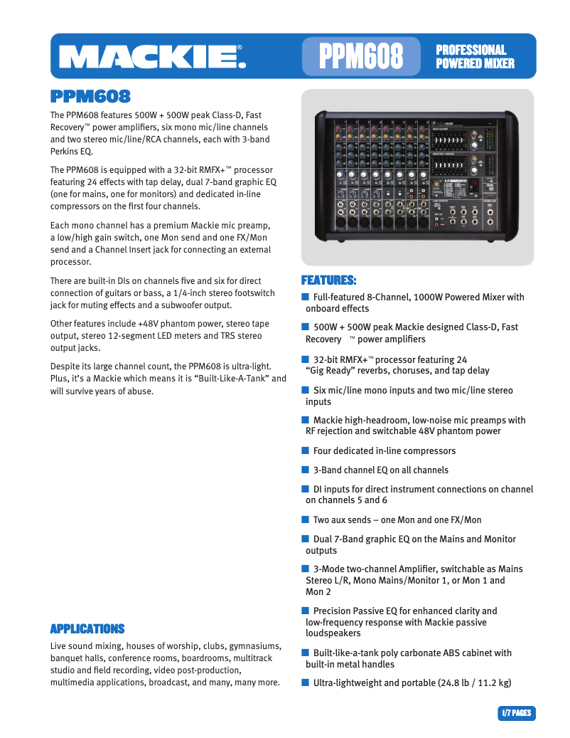 First page image of the manual for PPM608