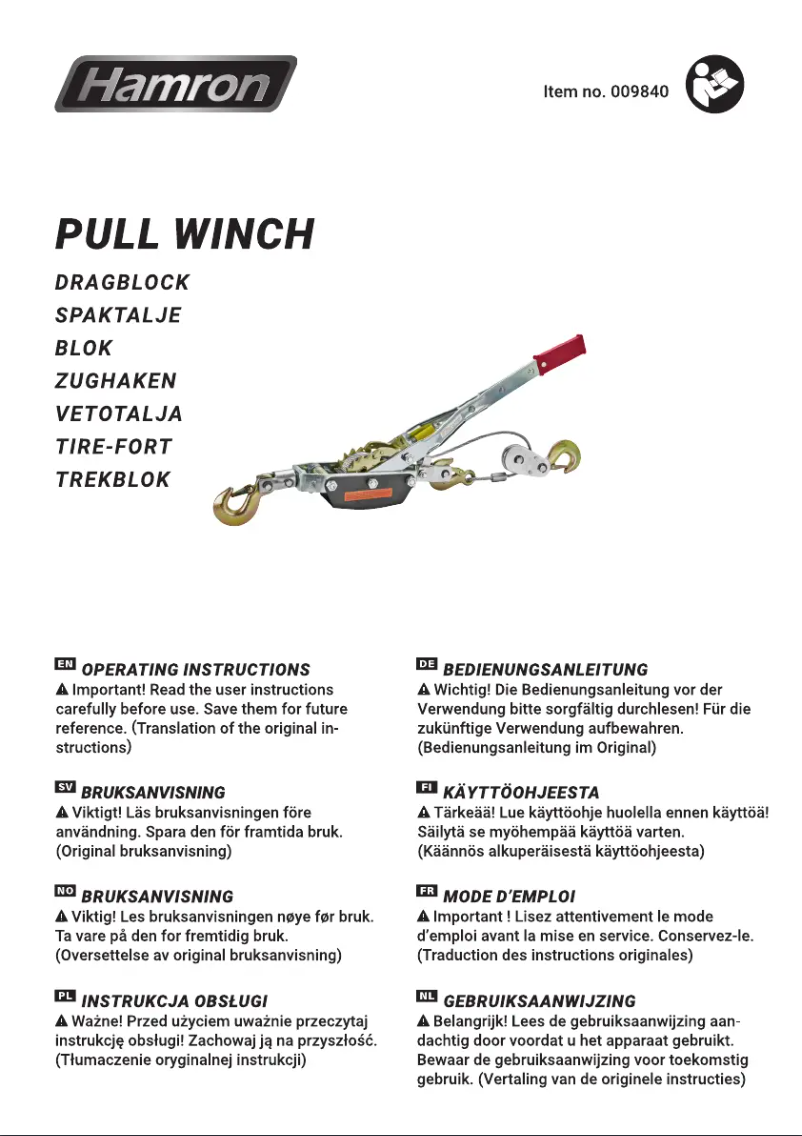 First page image of the manual for 009840